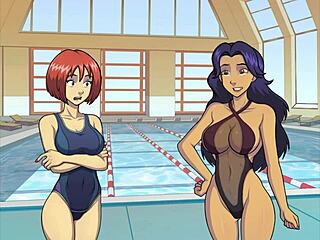 subtle pool tease with anime babes fucking