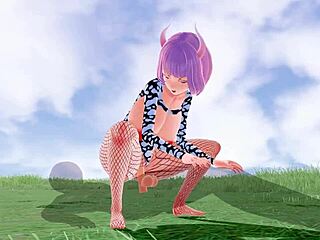3d hentai babe's massive tits in fishnet