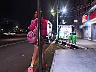 public whore flashes skirt in outdoor daring display