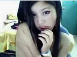 Asian amateur girl in solo home video