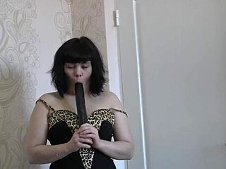 Green Pantyhose Pussy Fucked by Big Dildo