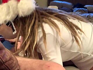 my holiday treat with a stocking blowjob