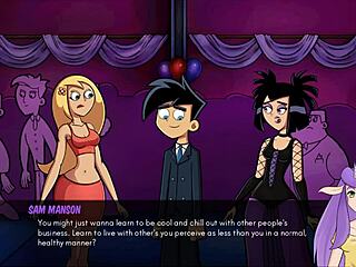 Goth cheerleader gives fierce handjob in Danny Phantom