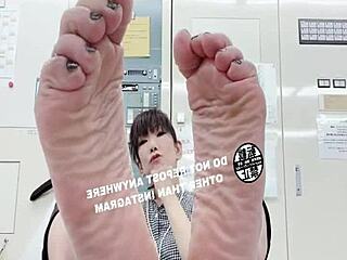 Japanese Office Feet Tease in Secret