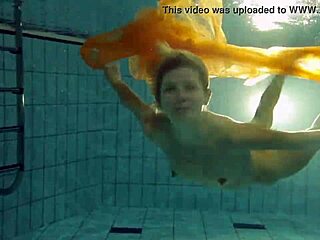Nastya's daring naked swim
