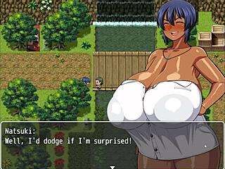 tanned natsuki's curvy body fucked in hentai game