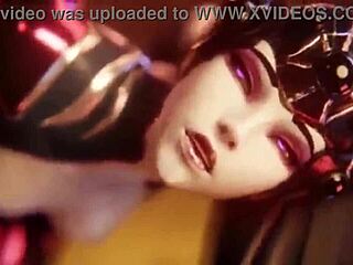 Provocative Widowmaker Raven Blowjob Anime Clash