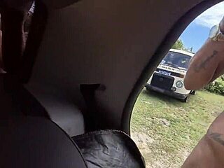 bareback car romp with blonde friend and three hung guys pounding pussies