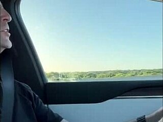 Asian milf's relentless blowjob in car outdoors.