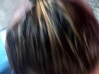 Blonde cum eater swallows it all