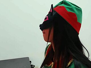 Celebrating Christmas with a seductive desk dance