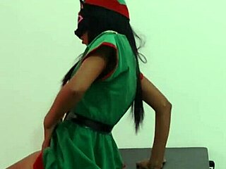 Celebrating Christmas with a seductive desk dance
