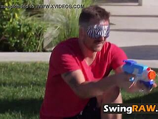 swinger couples banging hard under summer sun