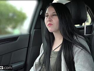 College girl kinsley anne's daring car blowjob