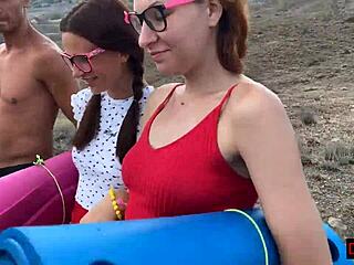 Guys fucked two girls hard in mountains