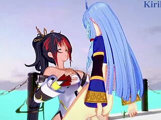amari and kaguya's teasing futanari lesbian encounter