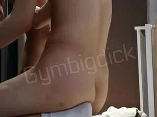 Gay Handsome Blowjob and Bareback Fuck at Gym