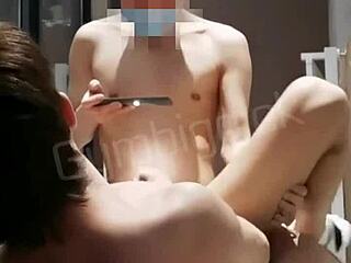 Gay Handsome Blowjob and Bareback Fuck at Gym
