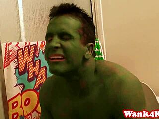 superhero cosplay babe facialized in wild fourway