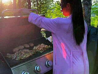 Step-Mom’s Cheeky Outdoor Fuck While Cooking