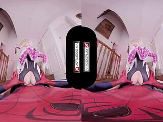 spider gwen blows mind with mouth in vr porn
