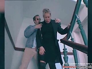 milf's curves thrill on stairs