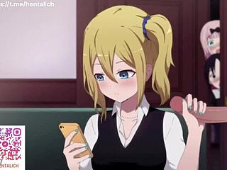 Ai Hayasaka's Naughty Office Handjob in Kaguya XXX Scene