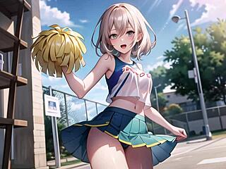 hot anime cheerleader masturbates in transparent outfit