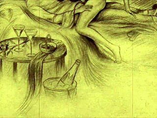 vintage erotic illustration from classic anime with bold artistic flair