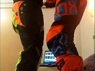 gay motocross riders share a quick blowjob