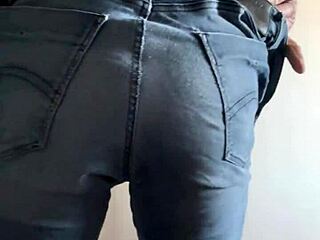 Rough Cock Jerk in Jeans and Leather