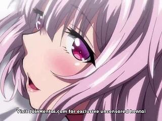 Sexy teen hentai girl blows under desk scene