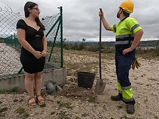 Construction Worker Fucks Curious Girl in Woods
