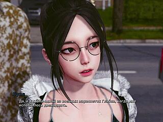 Animated Asian cutie's bold kiss