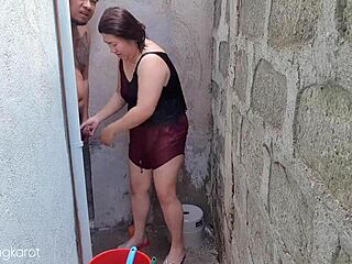 filipina’s outdoor bath turns into wet fuck