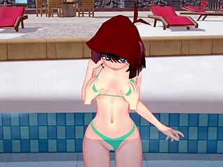 anzu mazaki's relentless poolside fantasy fuck