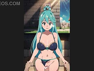 Konosuba Aqua Standing Sex with Creampie in H Game