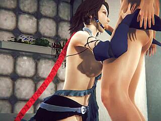 I watch yuna’s anime blowjob and anal fantasy