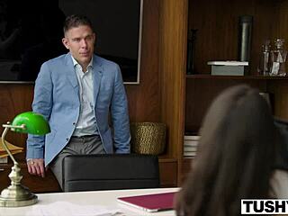 tushy college brunette seduces professor for anal