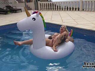 aviva rocks teases on unicorn ride