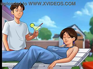 summertime saga ep 21 - diane gives handjob in backyard