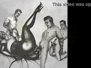 vintage erotic alphabet drawings in retro style