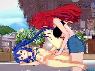 Man, I’m shook! Chris Yukine, Cagliostro, Tsubasa Kazanari, Kanade Am got wild lesbian and futanari action in Symphogear hentai!