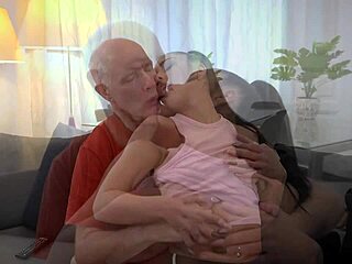 Young ebony rides old man to swallow