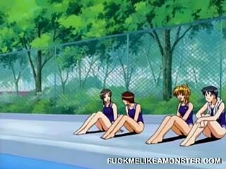 petite anime teen licks pussy in lesbian hentai