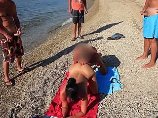 Daring erotic reveal in public