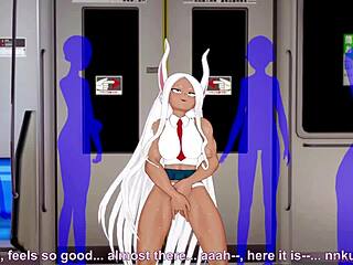 Anime cosplayer marumi masturbates in crowded hentai train