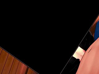Girlfriend in Enderman mask teases with wild hentai play