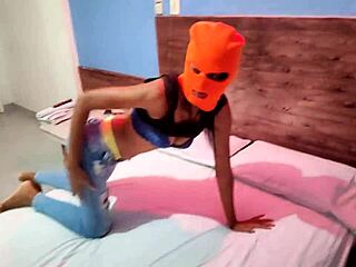 Masked Brunette Stepsister’s Halloween Hotel Seduction