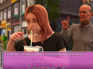 ever seen a petite redhead devour ramen outdoors?